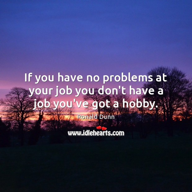 If you have no problems at your job you don’t have a job you’ve got a hobby. Image