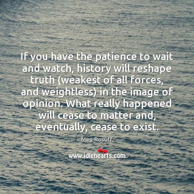 If you have the patience to wait and watch, history will reshape Meg Rosoff Picture Quote