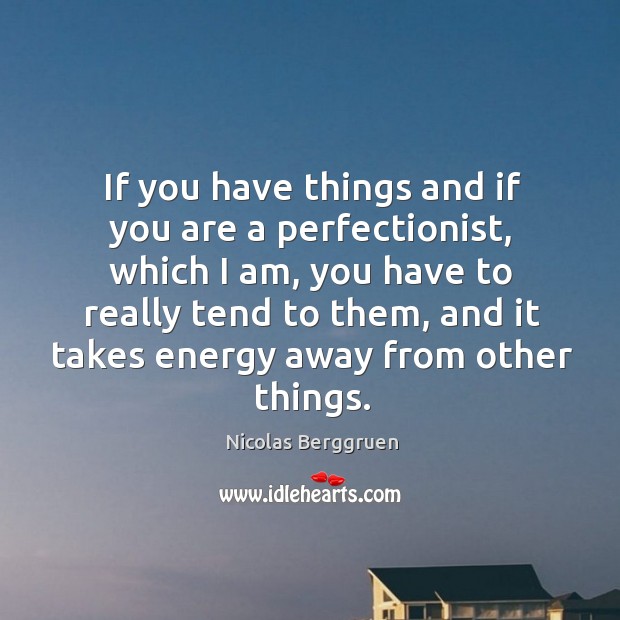 If you have things and if you are a perfectionist, which I Nicolas Berggruen Picture Quote