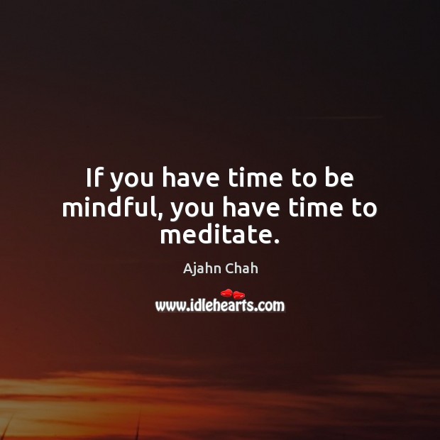If you have time to be mindful, you have time to meditate. Ajahn Chah Picture Quote