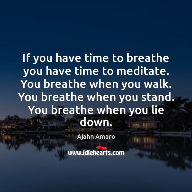 If you have time to breathe you have time to meditate. You Ajahn Amaro Picture Quote