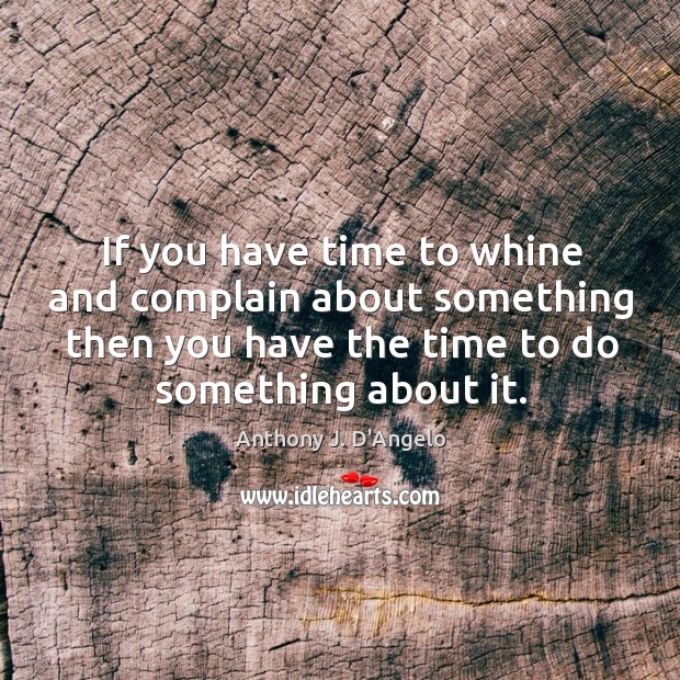 If you have time to whine and complain about something then you have the time to do something about it. Anthony J. D’Angelo Picture Quote