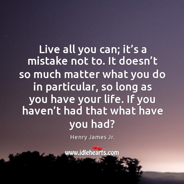 If you haven’t had that what have you had? Henry James Jr. Picture Quote
