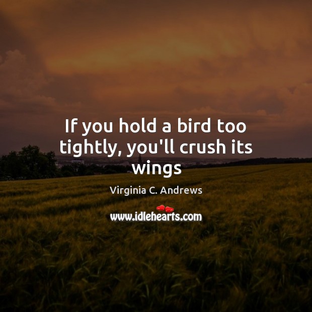 If you hold a bird too tightly, you’ll crush its wings Virginia C. Andrews Picture Quote