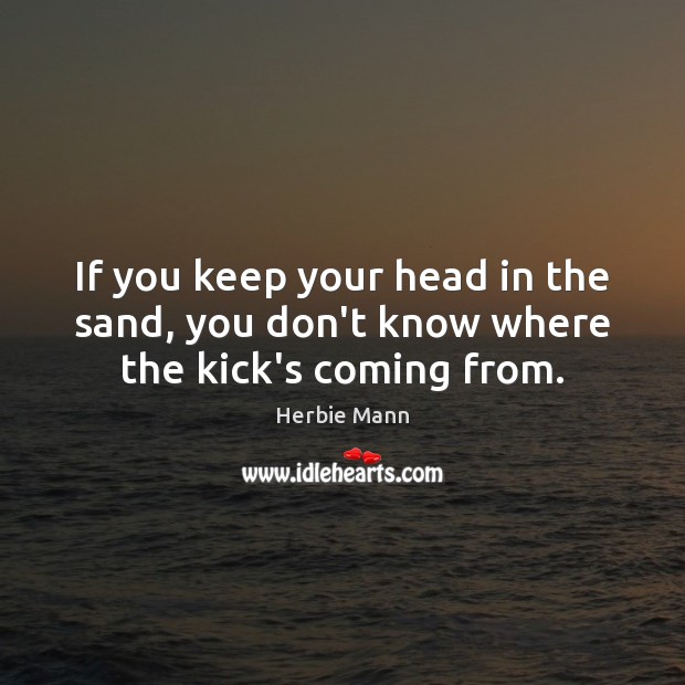 If you keep your head in the sand, you don’t know where the kick’s coming from. Herbie Mann Picture Quote