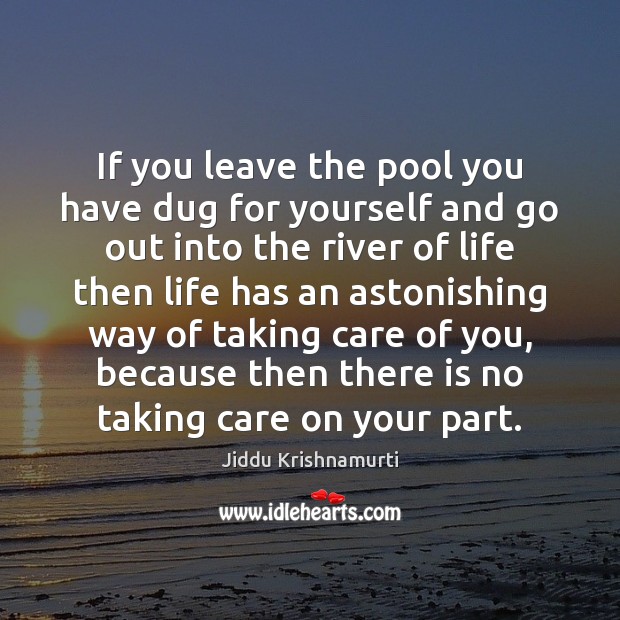 If you leave the pool you have dug for yourself and go Jiddu Krishnamurti Picture Quote