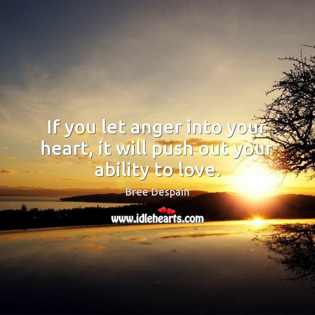 If you let anger into your heart, it will push out your ability to love. Bree Despain Picture Quote