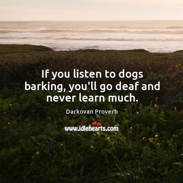 If you listen to dogs barking, you’ll go deaf and never learn much. Image