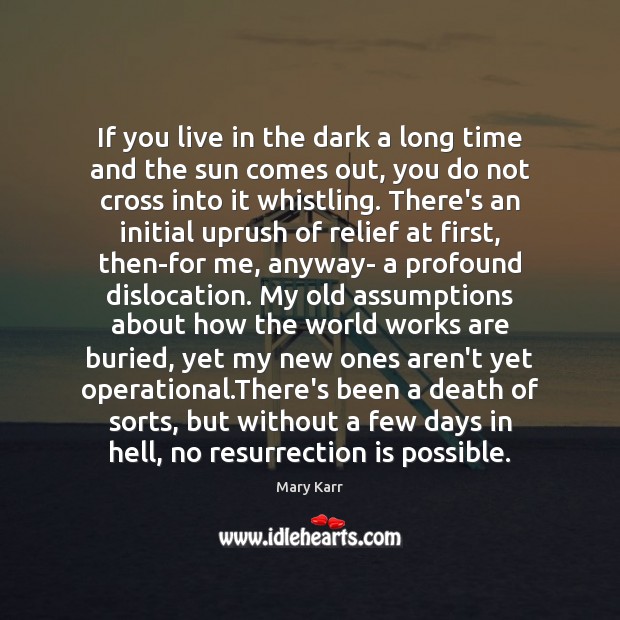 If you live in the dark a long time and the sun Mary Karr Picture Quote