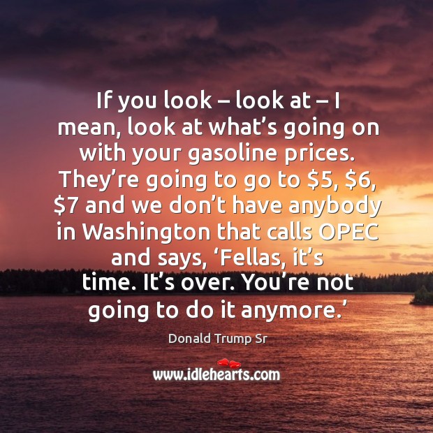 If you look – look at – I mean, look at what’s going on with your gasoline prices. Donald Trump Sr Picture Quote