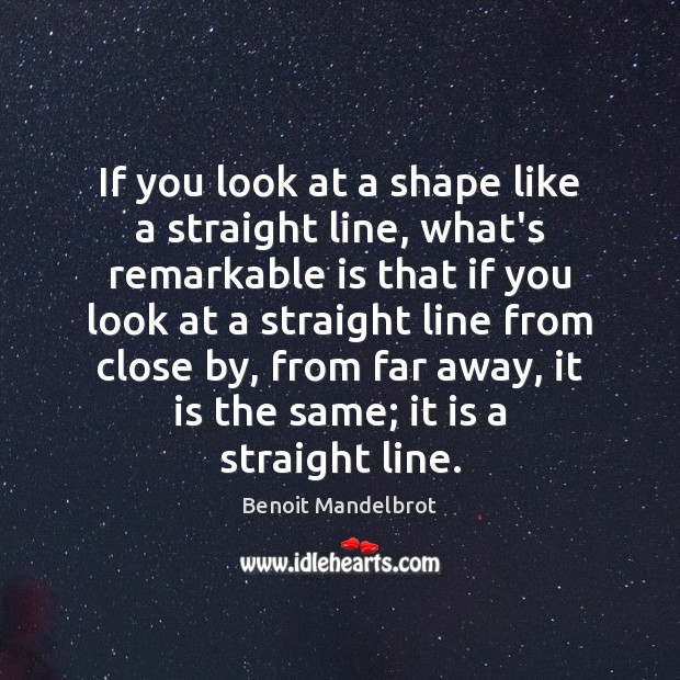 If you look at a shape like a straight line, what’s remarkable Benoit Mandelbrot Picture Quote