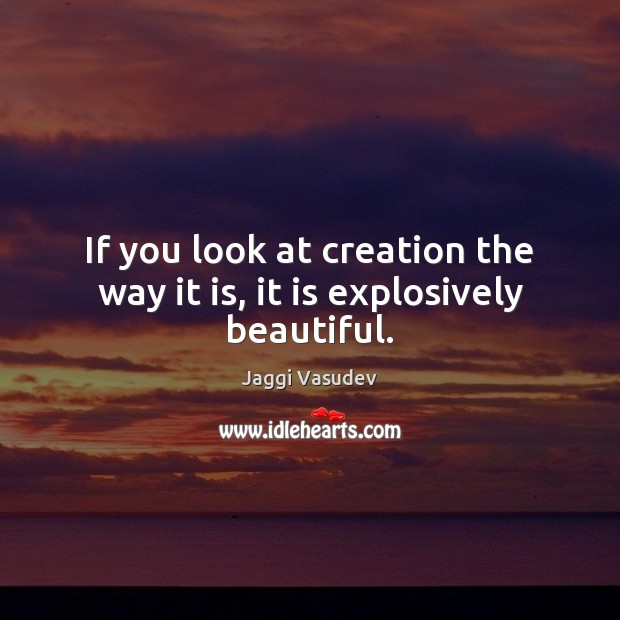 If you look at creation the way it is, it is explosively beautiful. Jaggi Vasudev Picture Quote