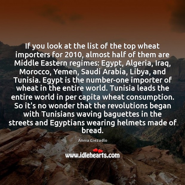 If you look at the list of the top wheat importers for 2010, Image