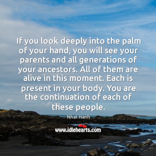 If you look deeply into the palm of your hand, you will Nhat Hanh Picture Quote