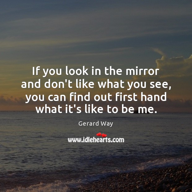 If you look in the mirror and don’t like what you see, Image