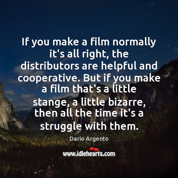 If you make a film normally it’s all right, the distributors are Dario Argento Picture Quote