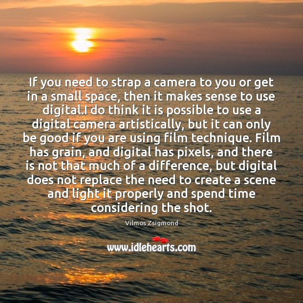 If you need to strap a camera to you or get in Vilmos Zsigmond Picture Quote