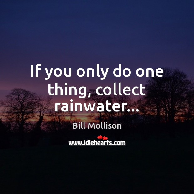 If you only do one thing, collect rainwater… Bill Mollison Picture Quote