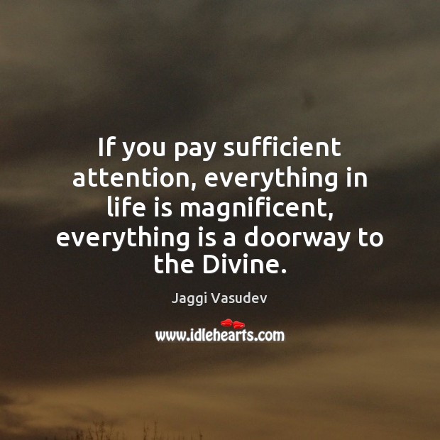 If you pay sufficient attention, everything in life is magnificent, everything is Jaggi Vasudev Picture Quote