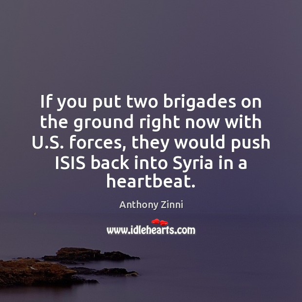 If you put two brigades on the ground right now with U. Anthony Zinni Picture Quote