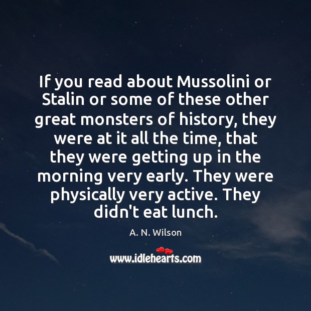 If you read about Mussolini or Stalin or some of these other A. N. Wilson Picture Quote