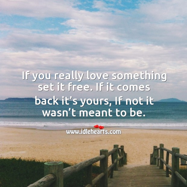 If you really love something set it free. If it comes back it’s yours, if not it wasn’t meant to be. Image