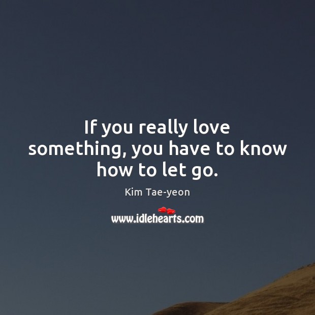 If you really love something, you have to know how to let go. Kim Tae-yeon Picture Quote