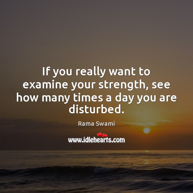 If you really want to examine your strength, see how many times a day you are disturbed. Rama Swami Picture Quote