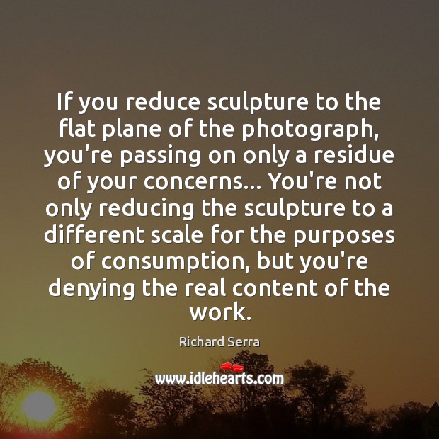 If you reduce sculpture to the flat plane of the photograph, you’re Richard Serra Picture Quote