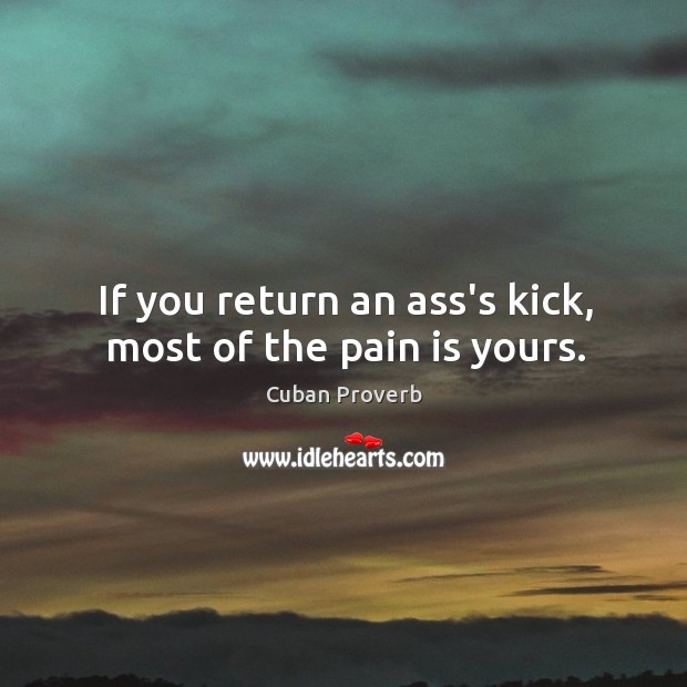 If you return an ass’s kick, most of the pain is yours. Cuban Proverbs Image