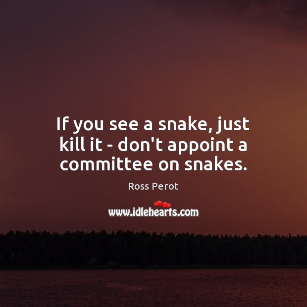 If you see a snake, just kill it – don’t appoint a committee on snakes. Image