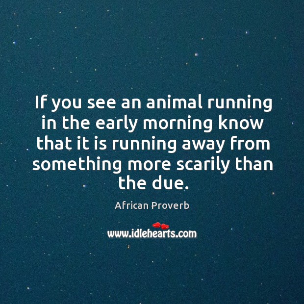 If you see an animal running in the early morning know that it is running away from something more scarily than the due. African Proverbs Image