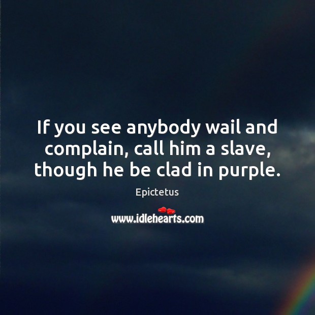 If you see anybody wail and complain, call him a slave, though he be clad in purple. Epictetus Picture Quote
