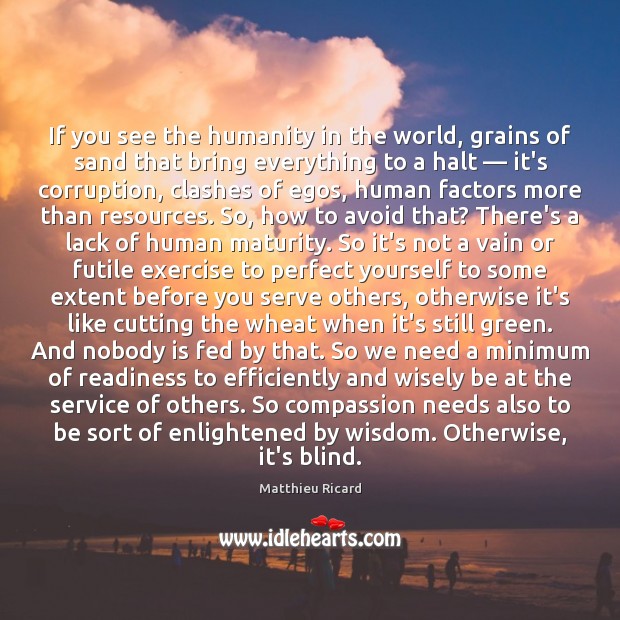 If you see the humanity in the world, grains of sand that Matthieu Ricard Picture Quote