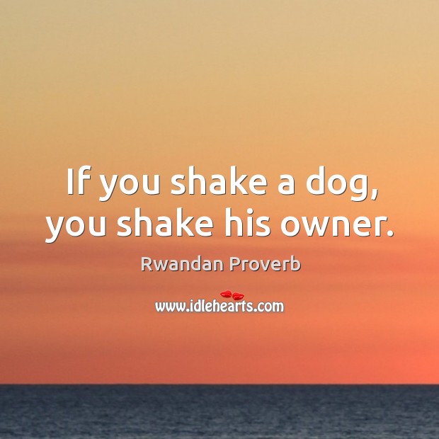 If you shake a dog, you shake his owner. Rwandan Proverbs Image