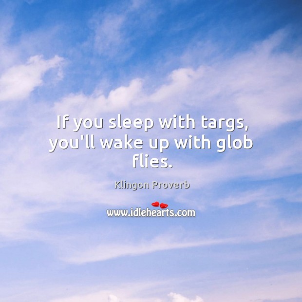 If you sleep with targs, you’ll wake up with glob flies. Klingon Proverbs Image