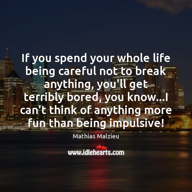 If you spend your whole life being careful not to break anything, Mathias Malzieu Picture Quote