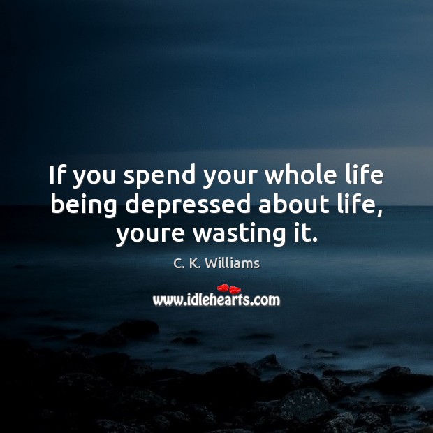 If you spend your whole life being depressed about life, youre wasting it. C. K. Williams Picture Quote