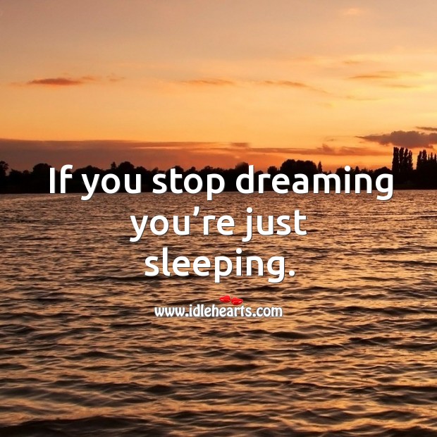 If you stop dreaming you’re just sleeping. Dreaming Quotes Image