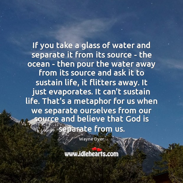 If you take a glass of water and separate it from its Image