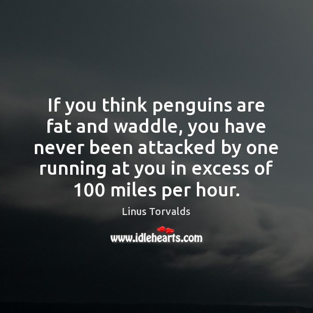If you think penguins are fat and waddle, you have never been Linus Torvalds Picture Quote
