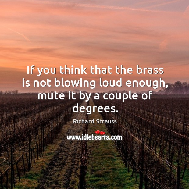 If you think that the brass is not blowing loud enough, mute it by a couple of degrees. Image