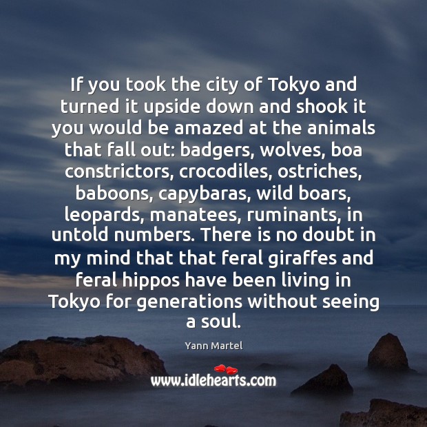 If you took the city of Tokyo and turned it upside down Yann Martel Picture Quote