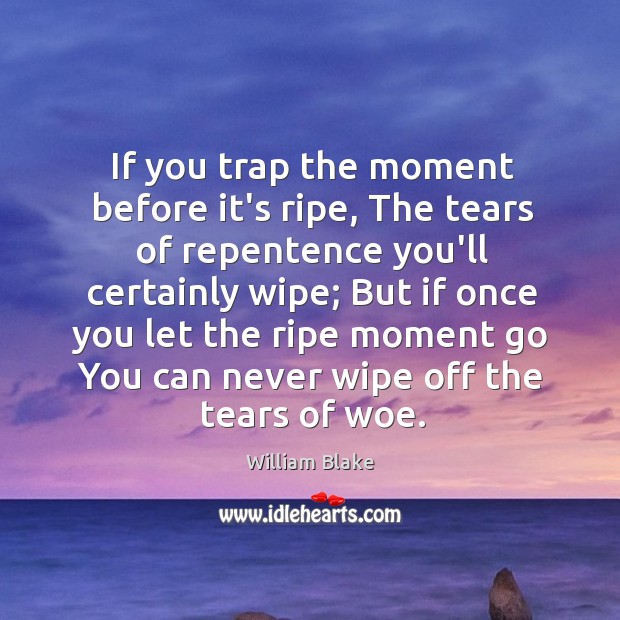 If you trap the moment before it’s ripe, The tears of repentence William Blake Picture Quote