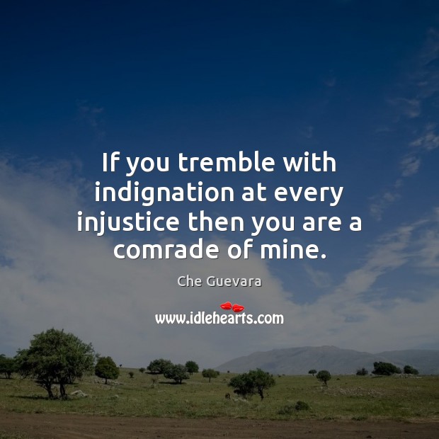 If you tremble with indignation at every injustice then you are a comrade of mine. Che Guevara Picture Quote