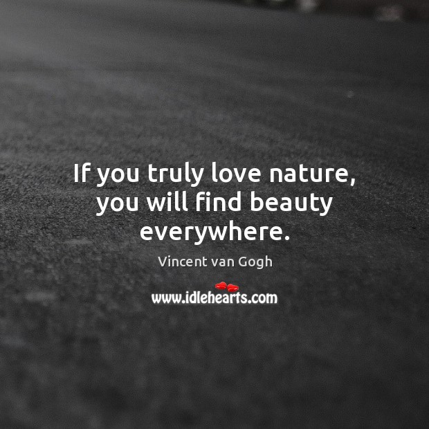If you truly love nature, you will find beauty everywhere. Vincent van Gogh Picture Quote
