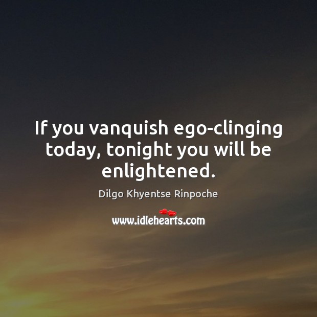 If you vanquish ego-clinging today, tonight you will be enlightened. Dilgo Khyentse Rinpoche Picture Quote