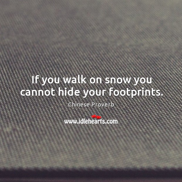 If you walk on snow you cannot hide your footprints. Chinese Proverbs Image