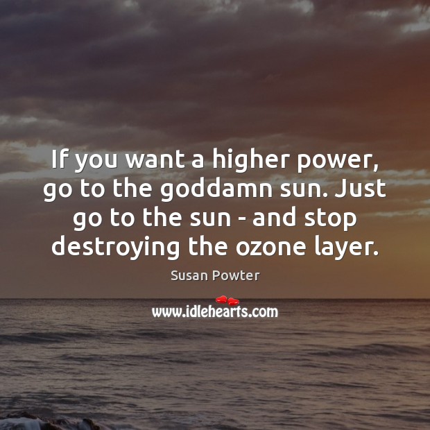 If you want a higher power, go to the Goddamn sun. Just Susan Powter Picture Quote