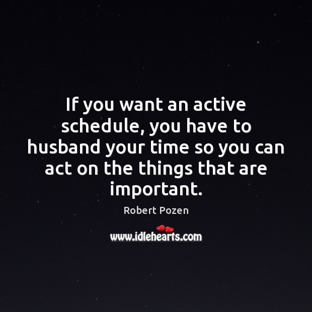If you want an active schedule, you have to husband your time Robert Pozen Picture Quote